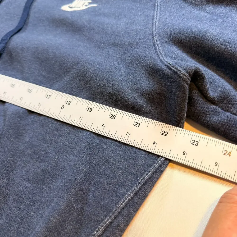Nike Vintage Blue Heather Mini Swoosh Pullover Hoodie Mens Size Large